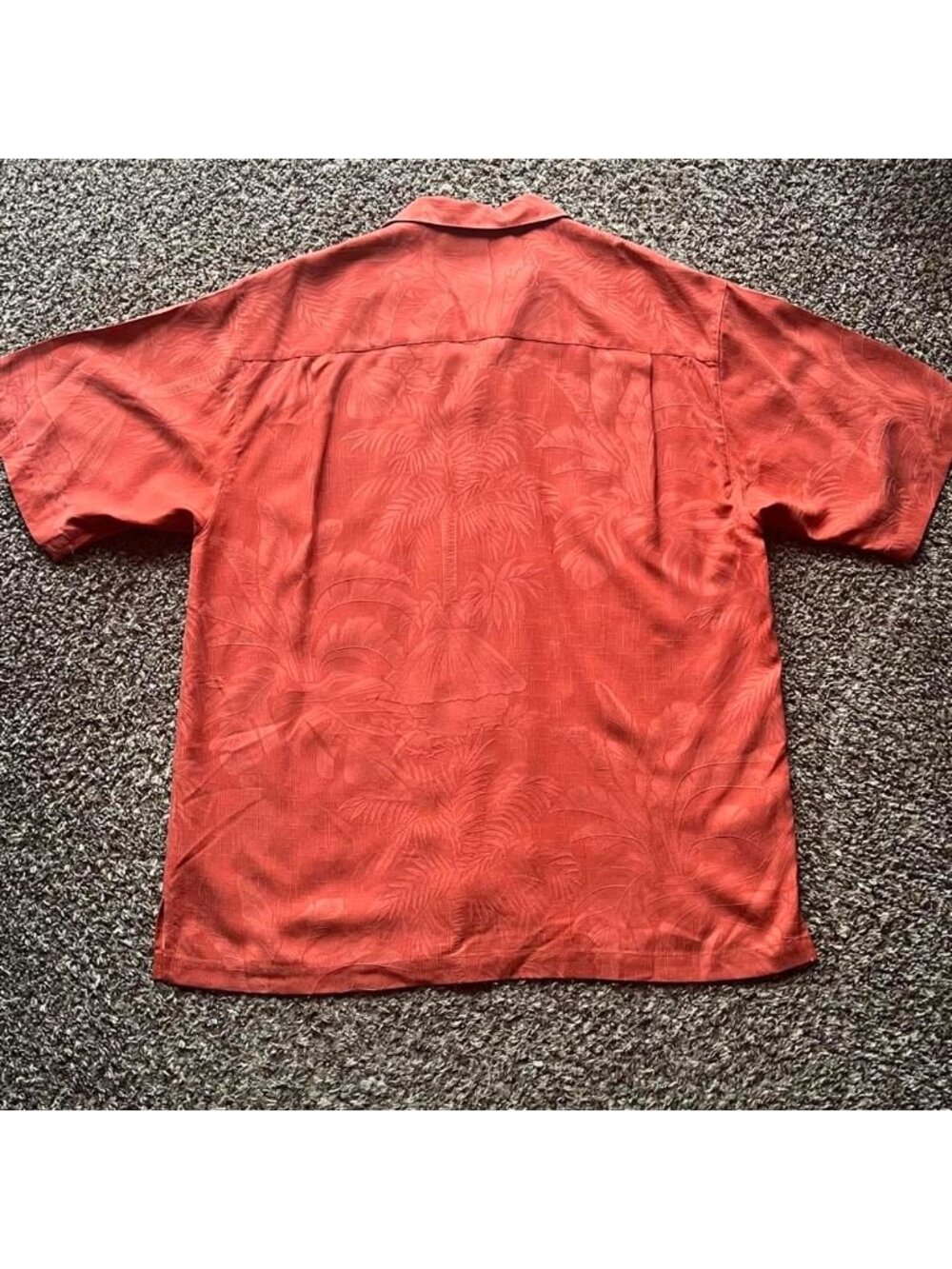 Tommy Bahama Mens Large Silk Tropical Jacquard Camp Shirt Orange Palm Tree L - Picture 4 of 7